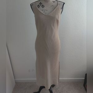 Mystic 90s/Y2K Beige tan Cream classic spaghetti strap semi-formal dress_Medium